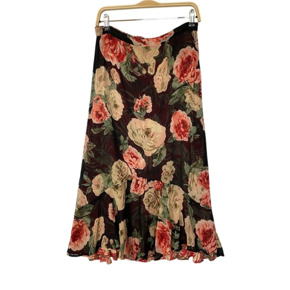 Sarah Arizona Romantic Cottagecore Reversible Dark Floral Midi Skirt Women LP - Picture 3 of 11
